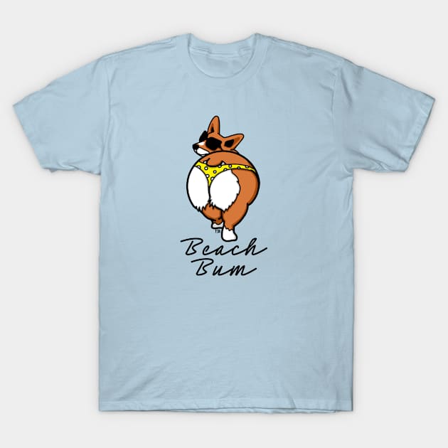 Beach Bum Corgi Booty T-Shirt by FreeSpiritMeg